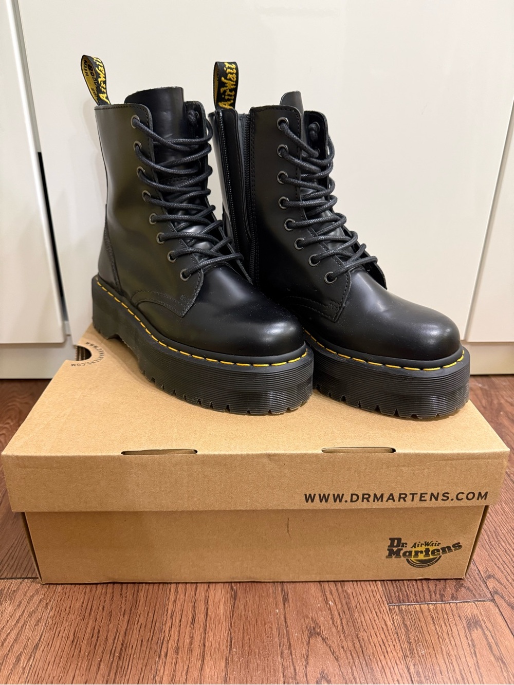 Dr. Martens Jadon smooth polished platform lace-up boots with zipper